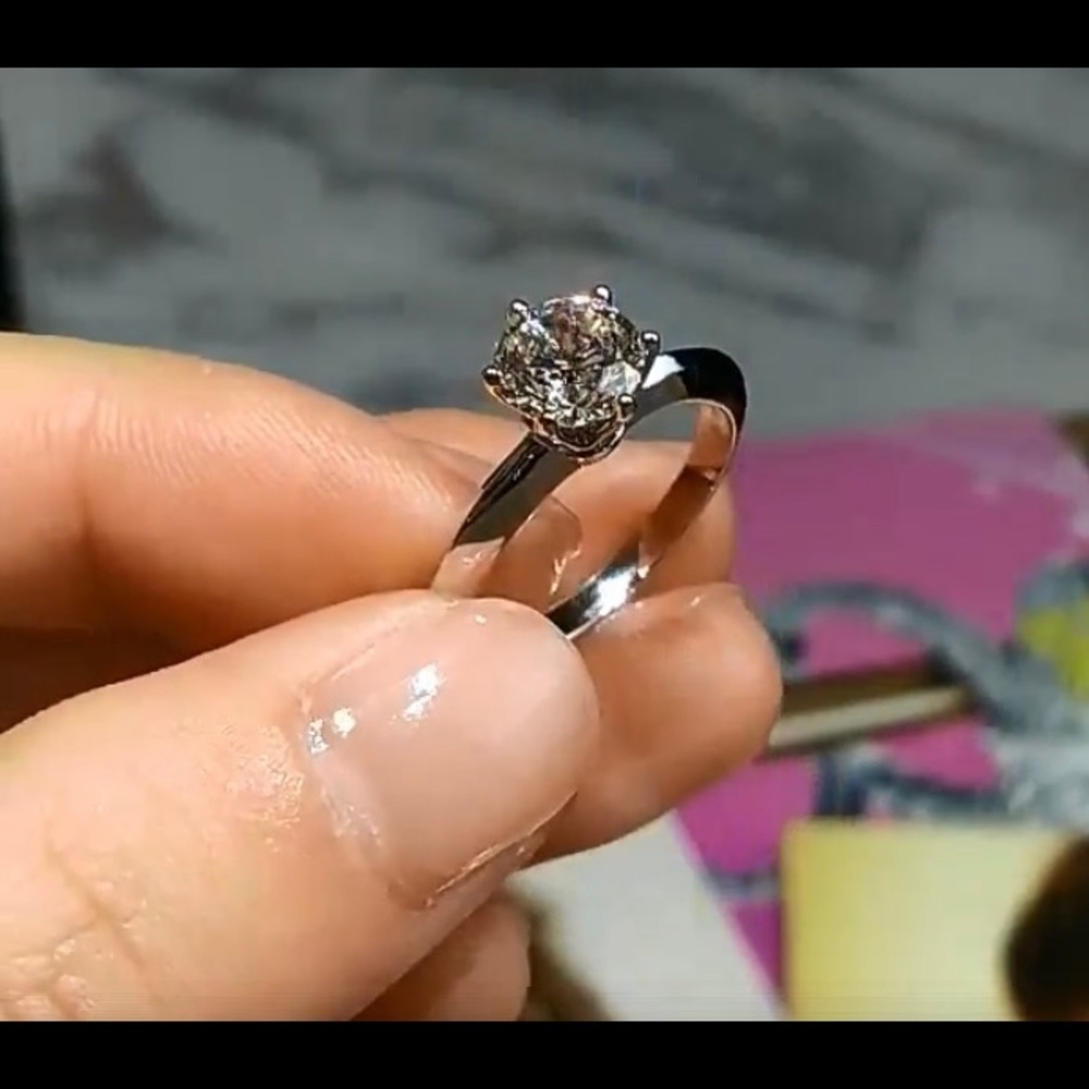 18K White Gold Color 2 Carat CZ Engagement Wedding Ring No Fade Allergy Free